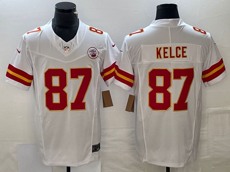 Men Kansas City Chiefs 87 Kelce White 2023 Nike Vapor Limited NFL Jersey style 1
